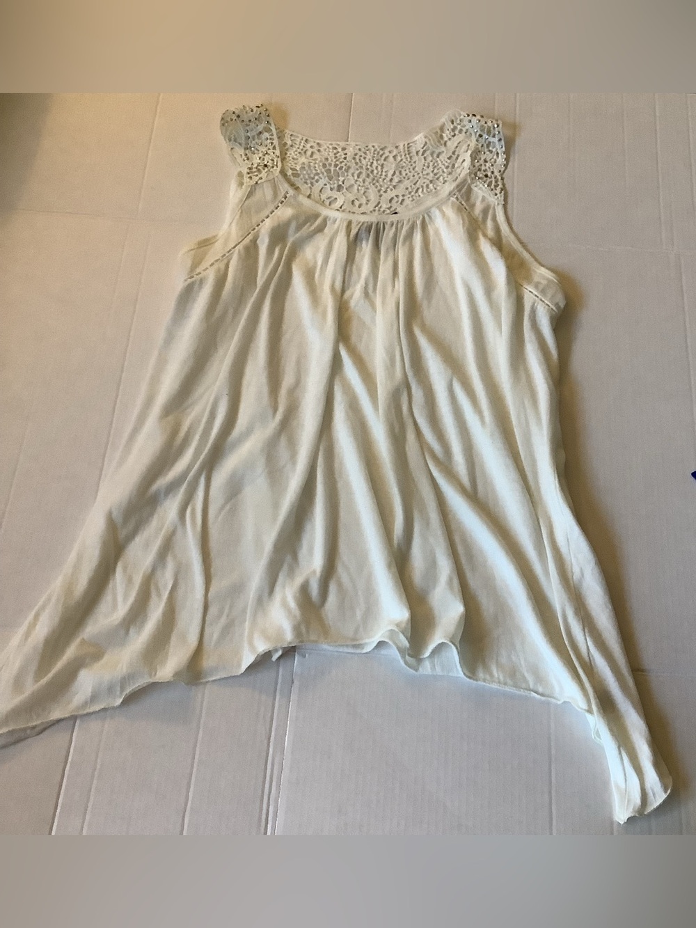 French Laundry Crochet Lace Yoke Swing Tank Top 2X